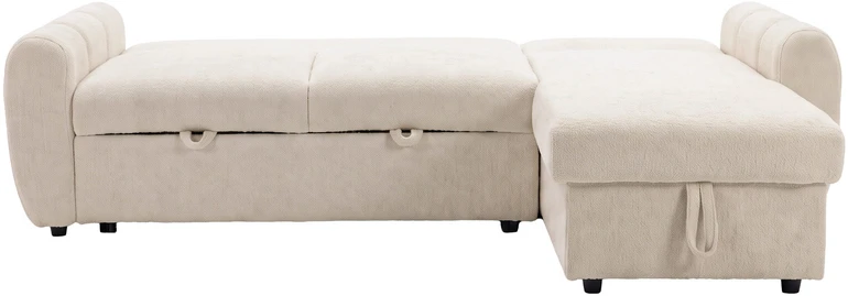 Venture Design sofa-lova Teo, kairiąja gulimąja dalimi, smėlio spalvos