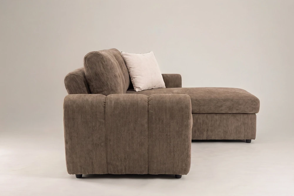 Venture Design sofa-lova Teo, kairiąja gulimąja dalimi, ruda