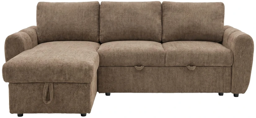 Venture Design sofa-lova Teo, kairiąja gulimąja dalimi, ruda