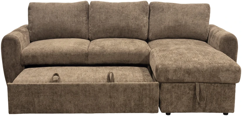 Venture Design sofa-lova Teo, kairiąja gulimąja dalimi, ruda