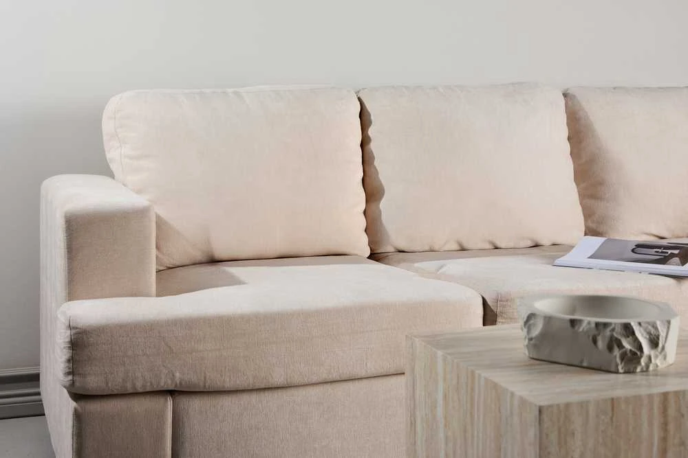Venture Design Sofa Sani 3 vietų, greige chenilas, fanera, metalas
