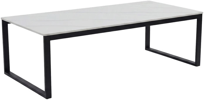 Venture Design Sofa staliukas Estelle 120x60x36 cm, juodas su balto marmuro imitacija