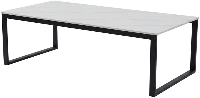 Venture Design Sofa staliukas Estelle 120x60x36 cm, juodas su balto marmuro imitacija