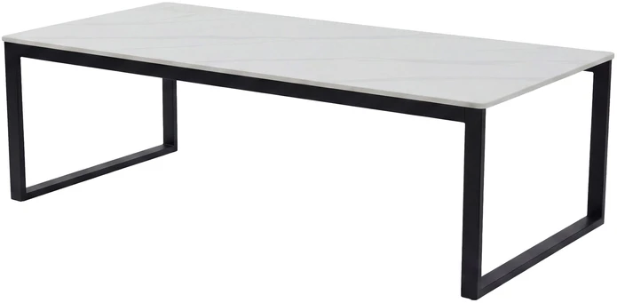 Venture Design Sofa staliukas Estelle 120x60x36 cm, juodas su balto marmuro imitacija