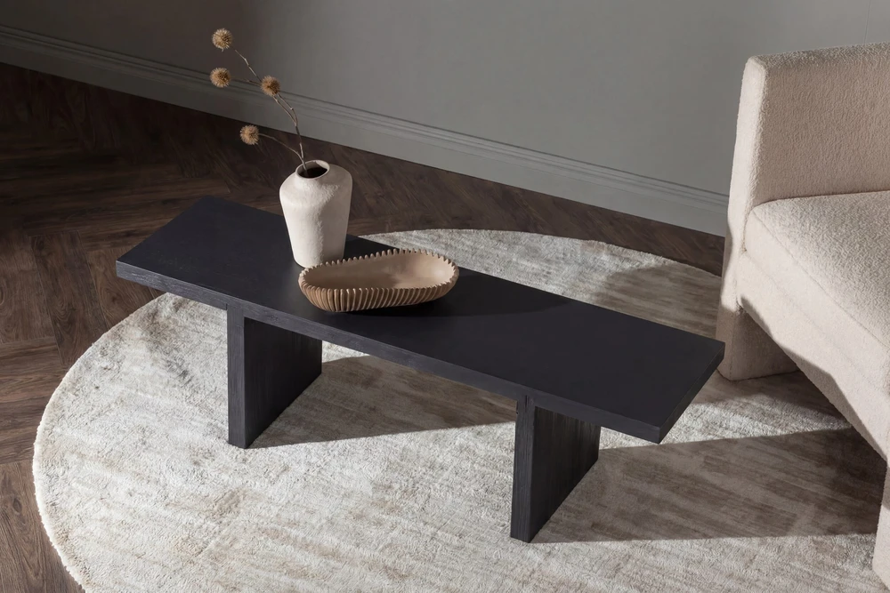 Venture Design Valgomasis stalas, Kopenhaga, ⌀140 cm, Juodas, Kėdė, Limhamn, 54x76 cm, Pilka