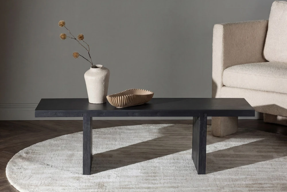 Venture Design Valgomasis stalas, Kopenhaga, ⌀140 cm, Juodas, Kėdė, Limhamn, 54x76 cm, Pilka