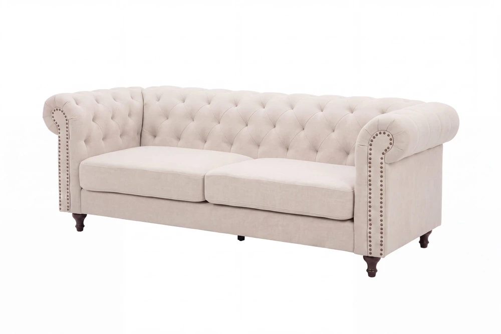 Venture Design Sofa Velvet, 3 vietų, bėžinė/juoda, poliesterinis aksomas