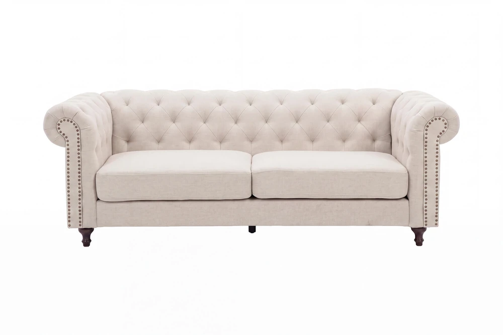 Venture Design Sofa Velvet, 3 vietų, bėžinė/juoda, poliesterinis aksomas