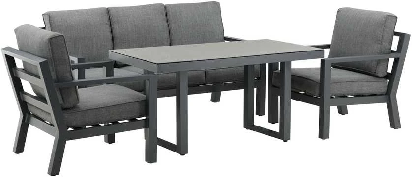 Venture Design Sofos grupė, Barselona, Stalas: 140x75 cm, Sofa: 171x84 cm, Juoda