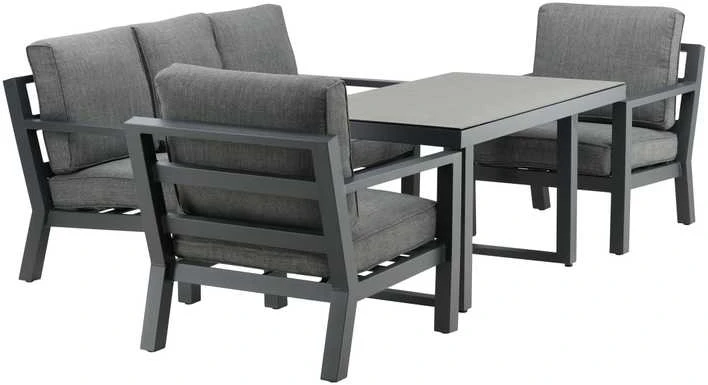 Venture Design Sofos grupė, Barselona, Stalas: 140x75 cm, Sofa: 171x84 cm, Juoda