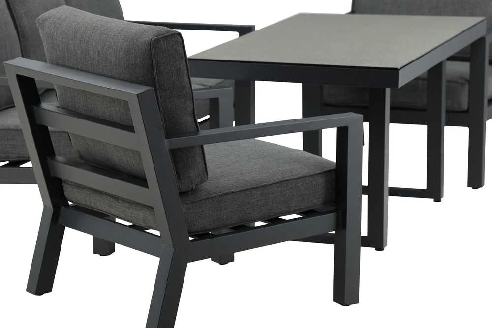 Venture Design Sofos grupė, Barselona, Stalas: 140x75 cm, Sofa: 171x84 cm, Juoda