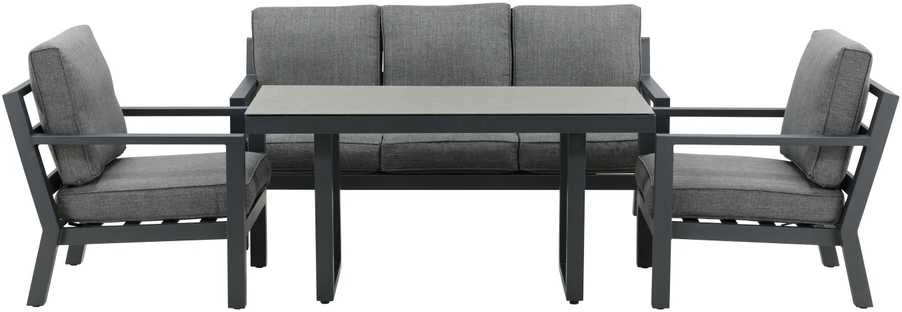 Venture Design Sofos grupė, Barselona, Stalas: 140x75 cm, Sofa: 171x84 cm, Juoda