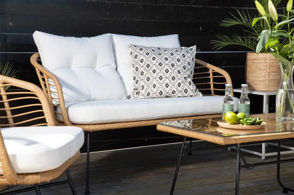 Venture Design Sofos grupė, Viga Soffgrupp, Stalas: 40x69x50 cm Kėdė: 82x76x70 cm Sofa: 81,5x76,5x127 cm, Natūrali