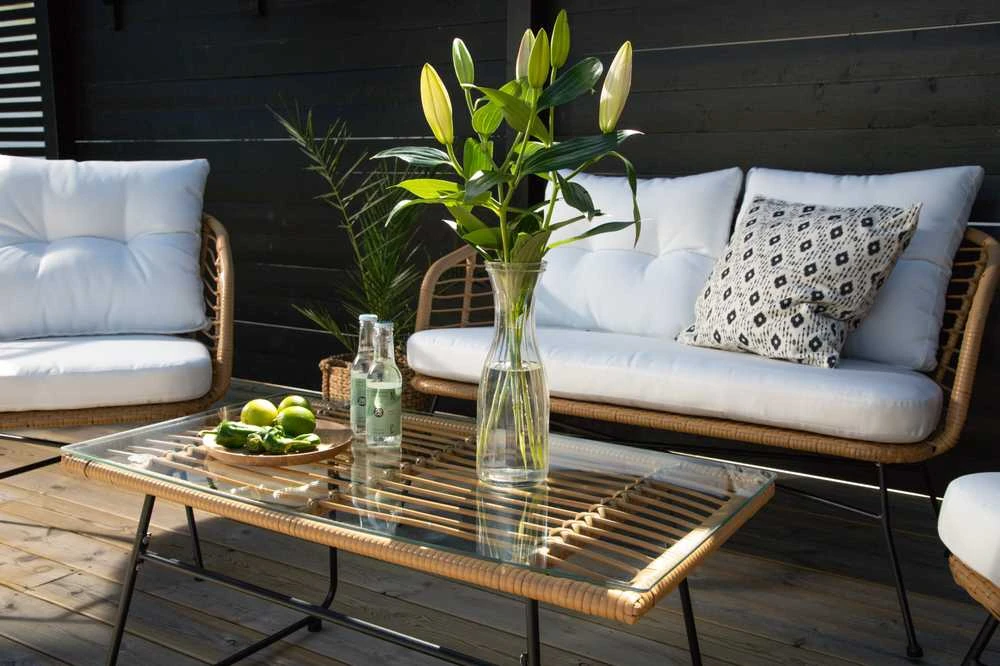 Venture Design Sofos grupė, Viga Soffgrupp, Stalas: 40x69x50 cm Kėdė: 82x76x70 cm Sofa: 81,5x76,5x127 cm, Natūrali
