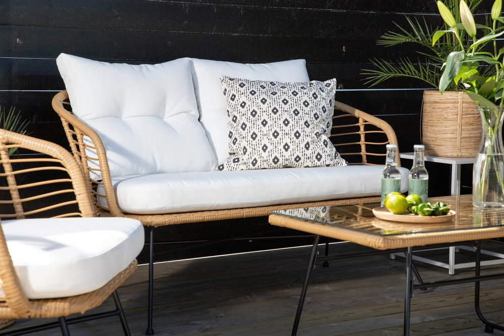 Venture Design Sofos grupė, Viga Soffgrupp, Stalas: 40x69x50 cm Kėdė: 82x76x70 cm Sofa: 81,5x76,5x127 cm, Natūrali