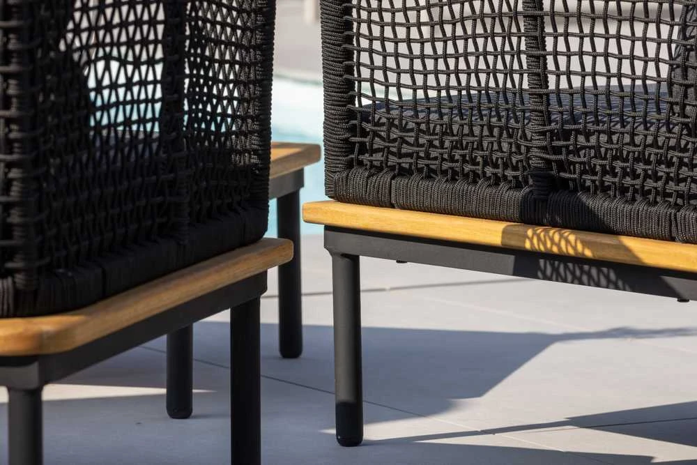 Venture Design Sodo baldų komplektas, Andora, stalas, kėdė ir sofa, juoda