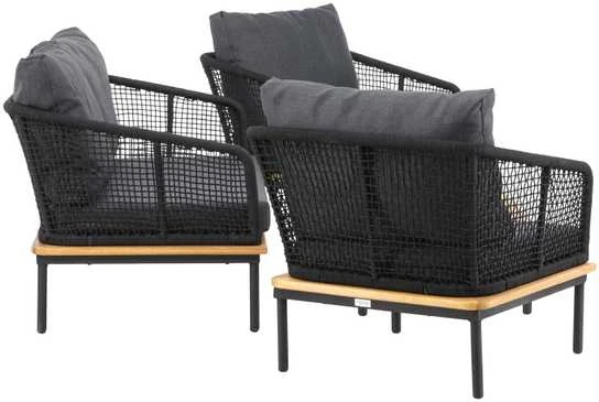 Venture Design Sodo baldų komplektas, Andora, stalas, kėdė ir sofa, juoda