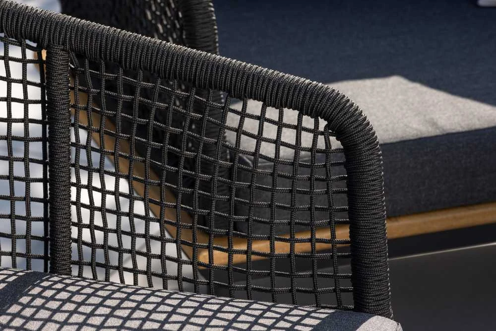 Venture Design Sodo baldų komplektas, Andora, stalas, kėdė ir sofa, juoda