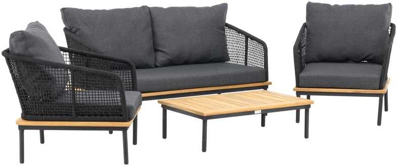 Venture Design Sodo baldų komplektas, Andora, stalas, kėdė ir sofa, juoda