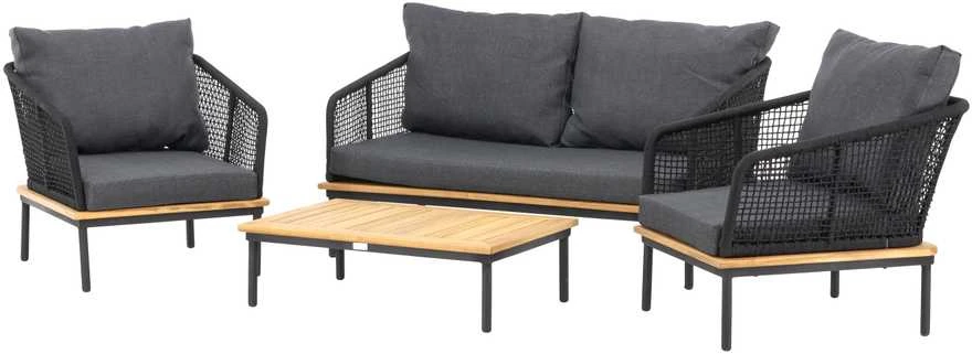 Venture Design Sodo baldų komplektas, Andora, stalas, kėdė ir sofa, juoda