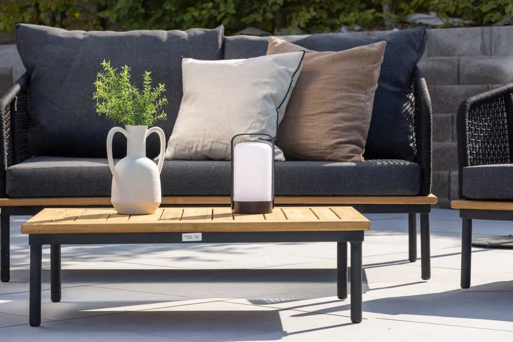Venture Design Sodo baldų komplektas, Andora, stalas, kėdė ir sofa, juoda