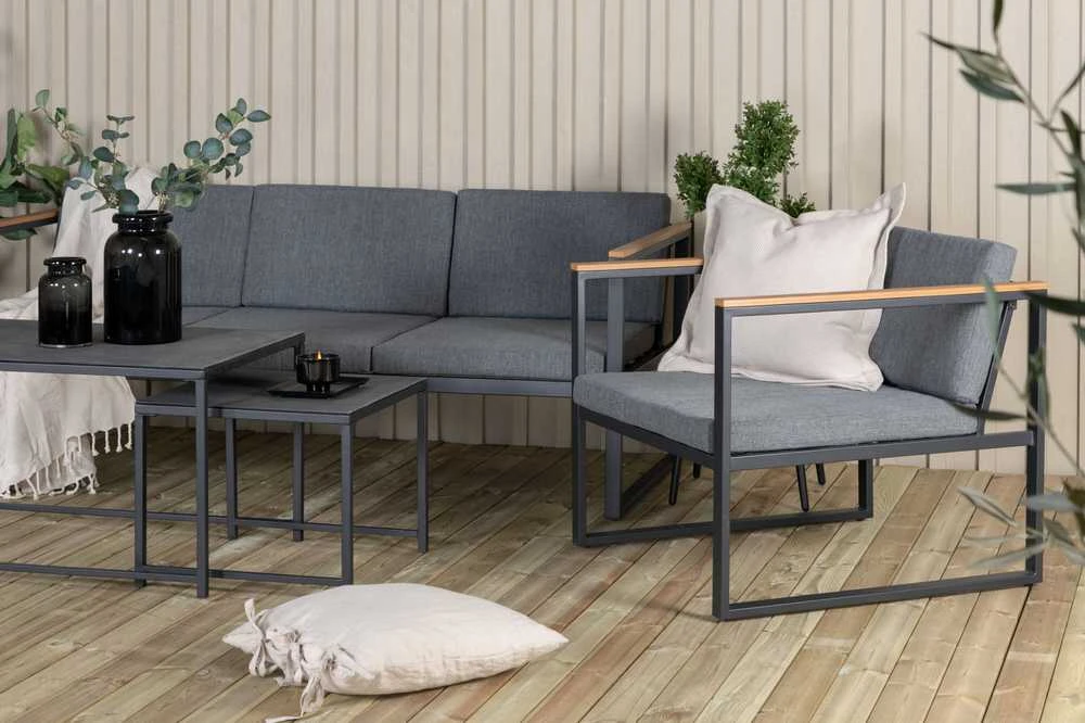 Venture Design Sofos komplektas, Dakar, 188x80 cm, Juoda/Pilka