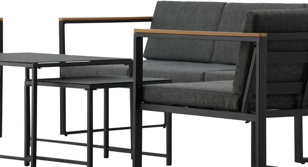 Venture Design Sofos komplektas, Dakar, 188x80 cm, Juoda/Pilka