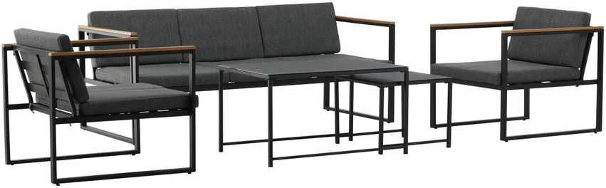 Venture Design Sofos komplektas, Dakar, 188x80 cm, Juoda/Pilka
