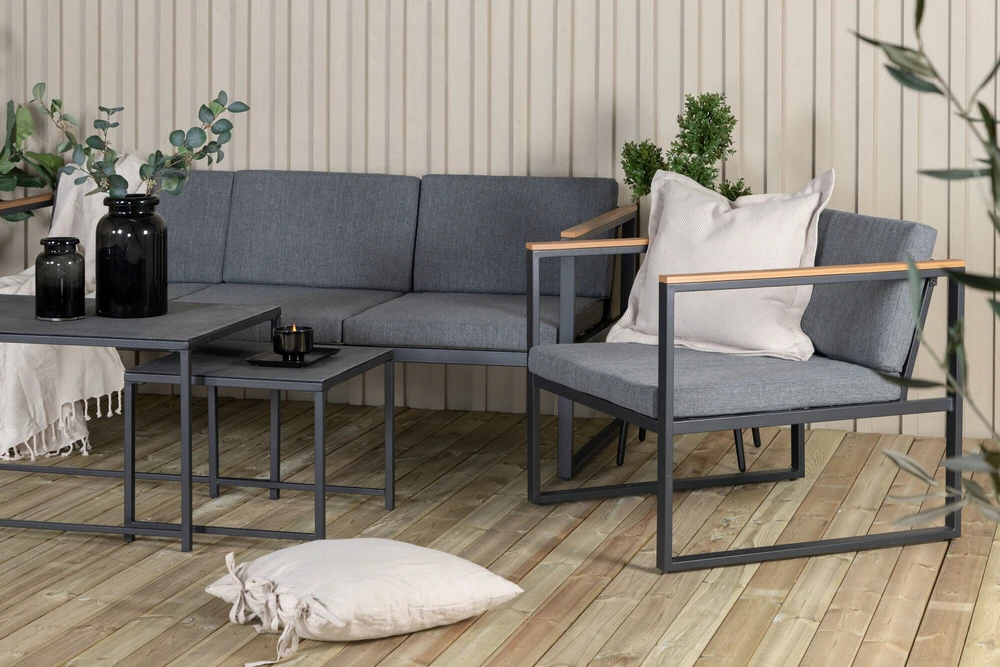 Venture Design Sofos komplektas, Dakar, 188x80 cm, Juoda/Pilka