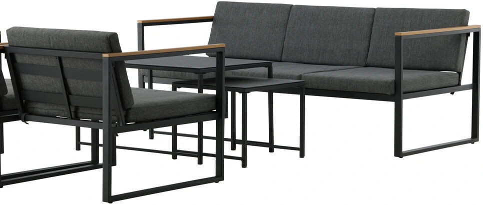 Venture Design Sofos komplektas, Dakar, 188x80 cm, Juoda/Pilka