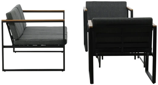 Venture Design Sofos komplektas, Dakar, 188x80 cm, Juoda/Pilka