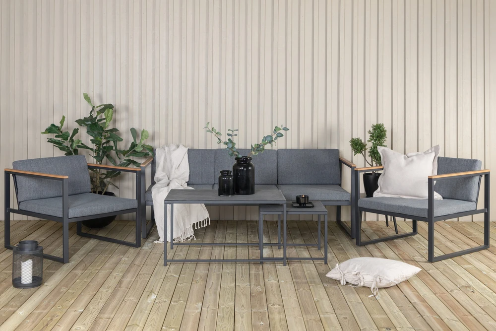 Venture Design Sofos komplektas, Dakar, 188x80 cm, Juoda/Pilka