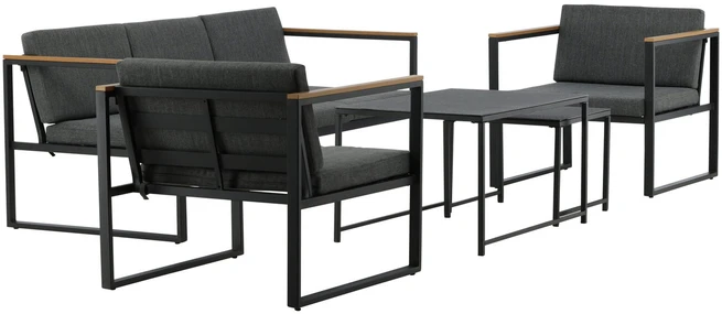 Venture Design Sofos komplektas, Dakar, 188x80 cm, Juoda/Pilka
