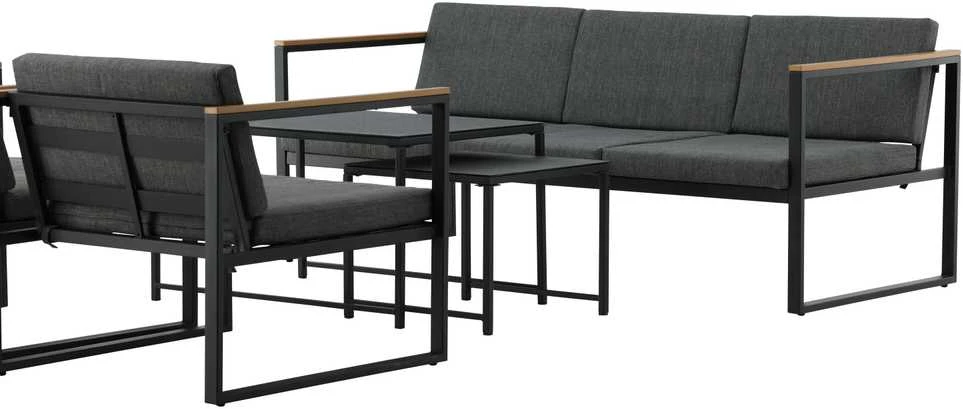 Venture Design Sofos komplektas, Dakar, 188x80 cm, Juoda/Pilka