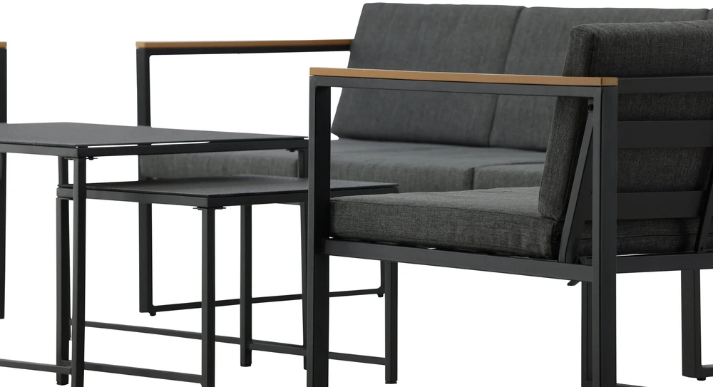 Venture Design Sofos komplektas, Dakar, 188x80 cm, Juoda/Pilka