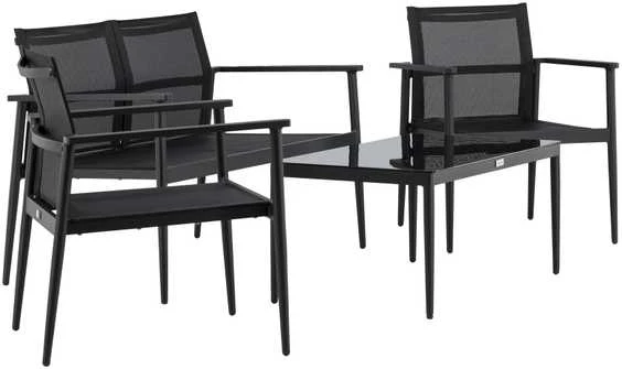 Venture Design Sofos komplektas, kėdė: 81x65 cm, sofa: 81x105 cm, stalas: 43x90 cm, juodas