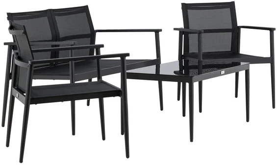 Venture Design Sofos komplektas, kėdė: 81x65 cm, sofa: 81x105 cm, stalas: 43x90 cm, juodas