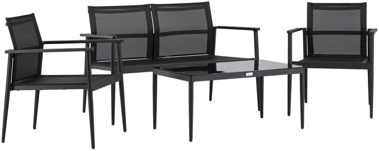 Venture Design Sofos komplektas, kėdė: 81x65 cm, sofa: 81x105 cm, stalas: 43x90 cm, juodas