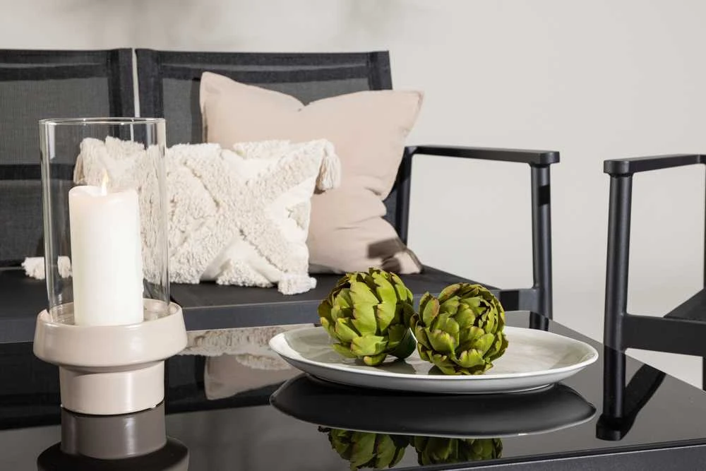 Venture Design Sofos komplektas, kėdė: 81x65 cm, sofa: 81x105 cm, stalas: 43x90 cm, juodas
