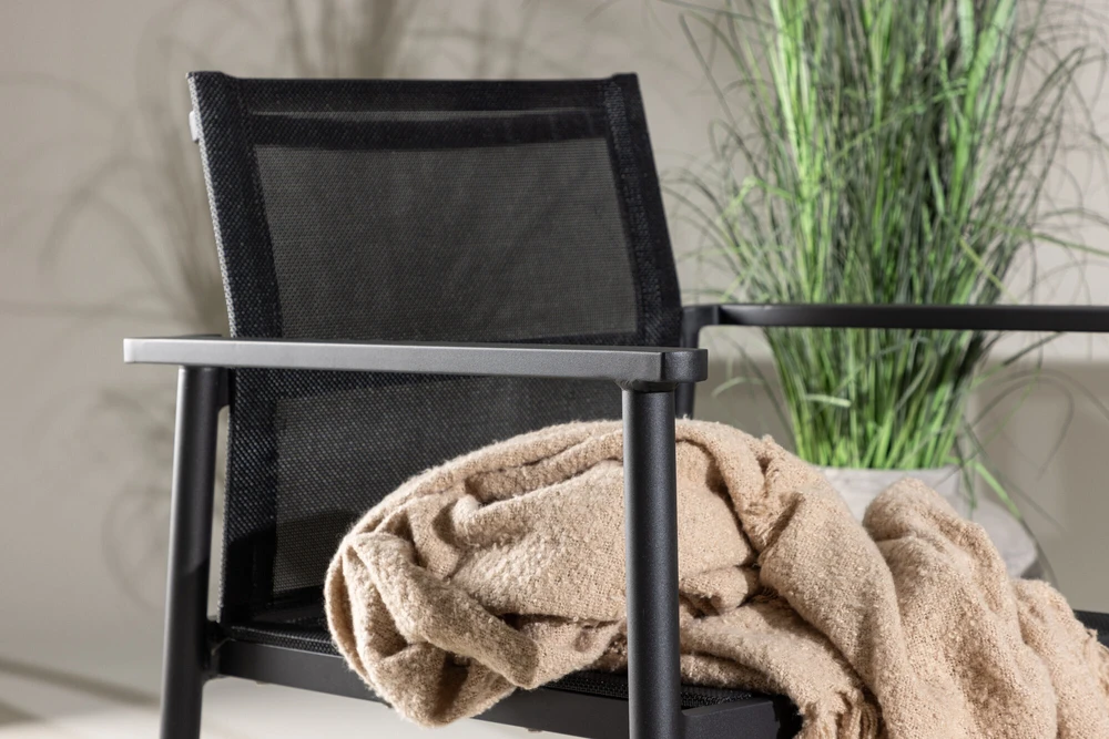 Venture Design Sofos komplektas, kėdė: 81x65 cm, sofa: 81x105 cm, stalas: 43x90 cm, juodas