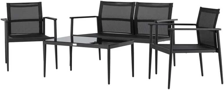 Venture Design Sofos komplektas, kėdė: 81x65 cm, sofa: 81x105 cm, stalas: 43x90 cm, juodas