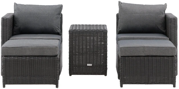 Venture Design Sofos komplektas, keturi, Kėdė: 64x66 cm, Sofa: 64x65.5 cm, Stalas: 51x63 cm, Juodas