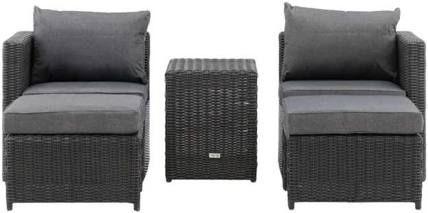 Venture Design Sofos komplektas, keturi, Kėdė: 64x66 cm, Sofa: 64x65.5 cm, Stalas: 51x63 cm, Juodas