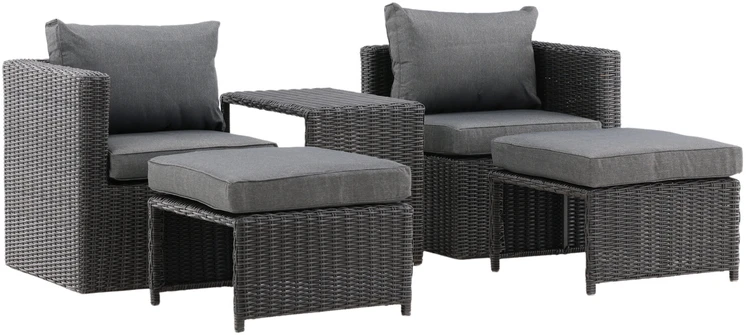 Venture Design Sofos komplektas, keturi, Kėdė: 64x66 cm, Sofa: 64x65.5 cm, Stalas: 51x63 cm, Juodas