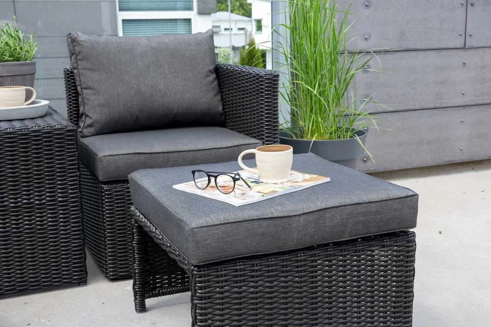 Venture Design Sofos komplektas, keturi, Kėdė: 64x66 cm, Sofa: 64x65.5 cm, Stalas: 51x63 cm, Juodas