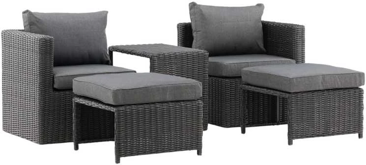 Venture Design Sofos komplektas, keturi, Kėdė: 64x66 cm, Sofa: 64x65.5 cm, Stalas: 51x63 cm, Juodas