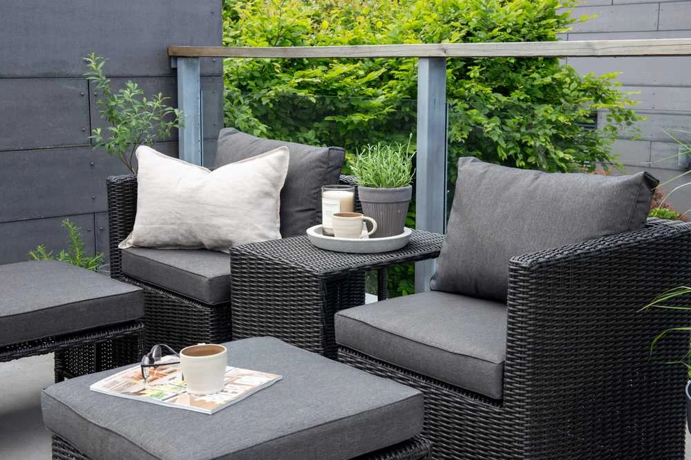 Venture Design Sofos komplektas, keturi, Kėdė: 64x66 cm, Sofa: 64x65.5 cm, Stalas: 51x63 cm, Juodas