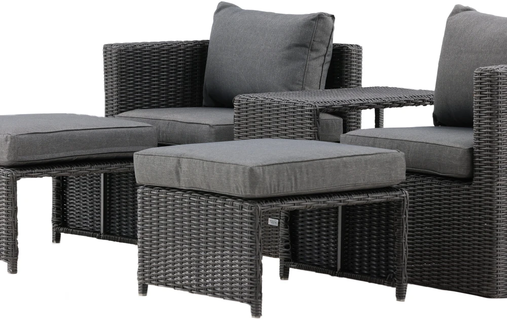 Venture Design Sofos komplektas, keturi, Kėdė: 64x66 cm, Sofa: 64x65.5 cm, Stalas: 51x63 cm, Juodas