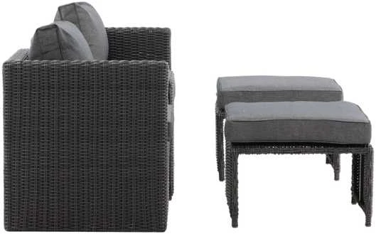 Venture Design Sofos komplektas, keturi, Kėdė: 64x66 cm, Sofa: 64x65.5 cm, Stalas: 51x63 cm, Juodas