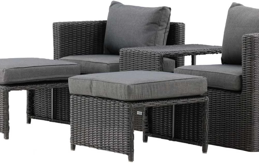 Venture Design Sofos komplektas, keturi, Kėdė: 64x66 cm, Sofa: 64x65.5 cm, Stalas: 51x63 cm, Juodas